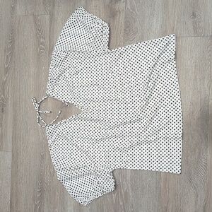 LOFT Black and White Polka Dot Blouse XL NWT